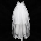 2 Tier Bow Mesh See Through Short Bridal Wedding Veil With Comb White Headwear