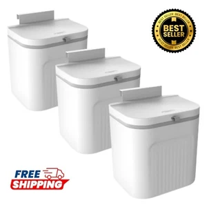 3-Pack 1.12Gal Mini Trash Can with Lid Wall Mount Counter Top Bathroom Kitchen - Picture 1 of 7