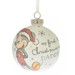 Disney Mickey Mouse Weihnachtskeramikkugel 80mm 1. Weihnachten Als Papa - Bild 1 von 2