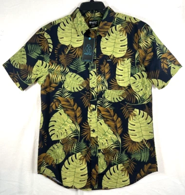 Matix Men's Medium Short Sleeve Green Floral Leaves Button Up Shirt NEW - Image 1 of 4