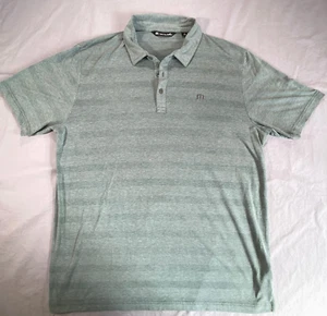 Travis Mathew Polo The Heater Striped Golf Shirt Mens XL Green Performance - Picture 1 of 7