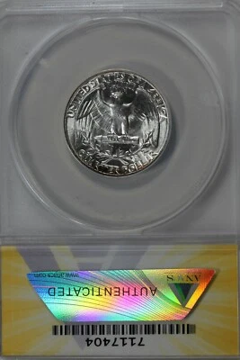 1951  .25   ANACS   MS 64   Washington Quarter, Silver 25 Cents (0.25) - Image 1 of 2