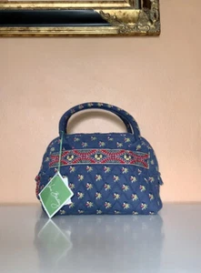 Vera Bradley Vintage Emily Pattern Purse Quilted Blue Red Floral - Picture 1 of 11