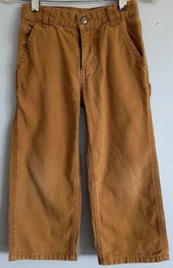Carhartt Pants Boys Youth Size 4 Brown Cargo Carpenter Adjustable Waist Canvas - Picture 1 of 3
