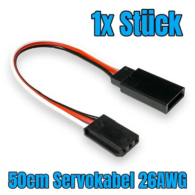 ✅ 1x Servokabel 50cm Stecker Buchse Verlängerung Futaba Robbe 26AWG Kabel RC ✅ - Bild 1 von 4