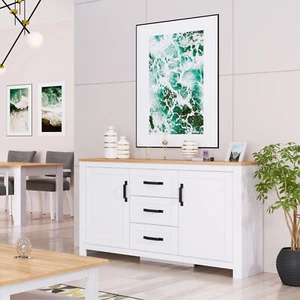Kommode Weiß mit Schubladen Holz Sideboard Anrichte Beistellschrank Homestyle4u - Bild 1 von 12