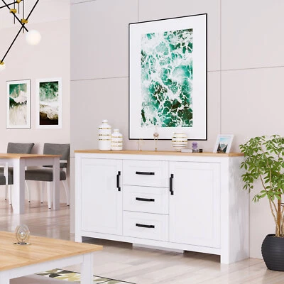 Kommode Weiß mit Schubladen Holz Sideboard Anrichte Beistellschrank Homestyle4u - Bild 1 von 4