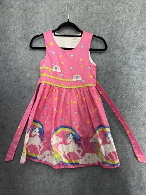 Sunny Fashion colorful Unicorn Dress Rainbow Stars Party Girls Dress Size 9/10 - Image 1 of 4