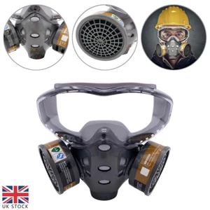 Full Face Respirator Mask Gas Double Filter Air Breathing Chemical Gas Protector - Picture 1 of 12