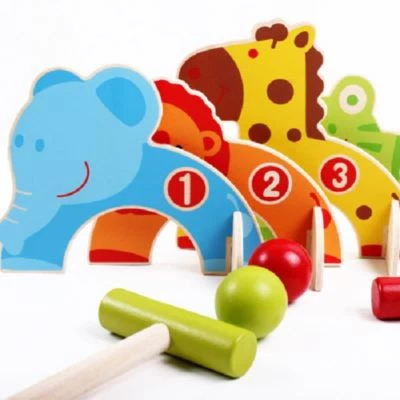Nuevo Animal Madera Croquet Golf Niños Diversión Interior Exterior Jardín Juego de Pelota Familia