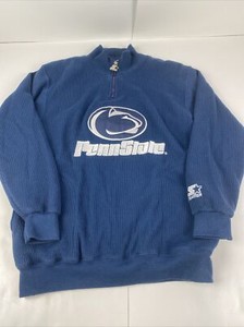 Vintage 90s Penn State Starter Waffle Knit Quarter Zip Lined Sweatshirt, Sz M