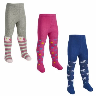TICK TOCK NEW BABY GIRLS UNICORN PINK SPOT BLUE GREY RAINBOW TIGHTS 0-6-12-18-24 MONTHS