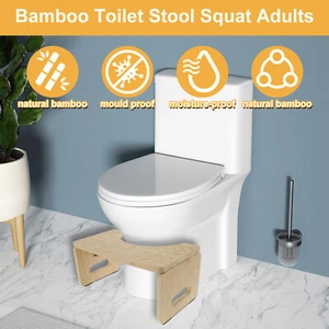 Toilet Footstool Bamboo Toilet Squat Stool Foldable Poop Stool Nonslip JK - Picture 1 of 11