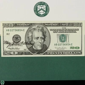 Signature: Mary Ellen Withrow - Series of 1996 20 Federal Reserve Note with card - Picture 1 of 9