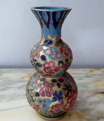 Jarrón floral cloisonné chino vintage Foto 1 de 4