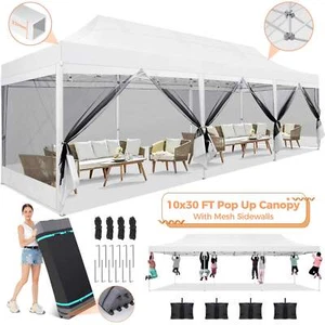 10x30 Pop up Canopy Heavy Duty Tent with Netting Screened Outdoor Instant Gazebo - Picture 1 of 66