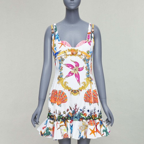 Abito balza corsetto stelle marine bianco VERSACE 2021 Runway Tresor De La Mer IT40 L