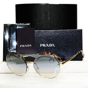Prada Baroque Swirl Sunglasses Gold Blue Gradient Metal Round SPR 65T ZVN-0D0