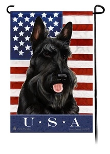 Patriotic USA Garden Flag - Black Scottish Terrier 124 - Picture 1 of 1