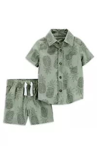 NWT 3-6 Child of Mine by Carter's Baby Boy's Two Piece Green Pineapple Summer - Picture 1 of 3