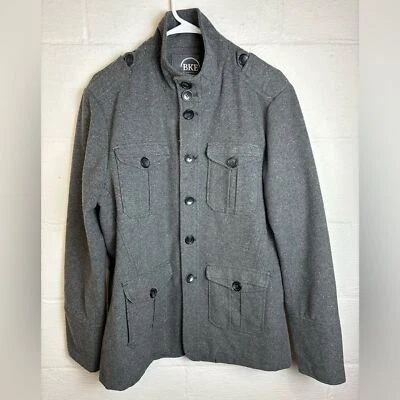 BKE Men’s Standard Fit Grey Wool Blend Military Style Winter Jacket Size Medium - Image 1 of 4