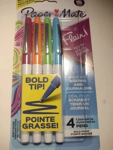 Paper Mate Flair Felt Tip Assorted Pack of 4 Pens Bold Tip 1.2mm New - Picture 1 of 2
