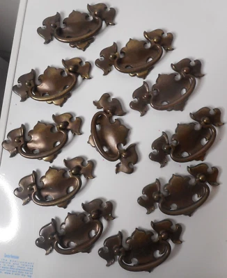 11 VTG Bat Wing Chippendale Drop Handle Cabinet Drawer Pull 2 1/2" Center K12997 - Image 1 of 4