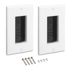 Lot 2x plaque murale brosse sortie câble - Prise encastrable passage câble - Afbeelding 1 van 7