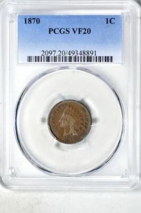 1870 1C Indian Head Cent PCGS VF20BN - Picture 1 of 3