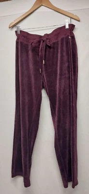 CALVIN KLEIN Plum Purple Velour spandex/Poly Drawstring Lounge Pants (xl) - Image 1 of 4