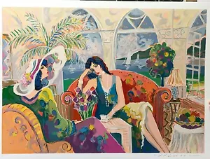 Isaac Maimon signiert #’d Serigrafie "Montego Bay" Cafe, Frauen, Meer, Segelboote - Bild 1 von 1