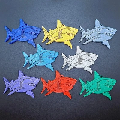 Handmade Shark Keychain Set (4) Fun Birthday Party Favors, Classroom Prizes - Image 1 of 4