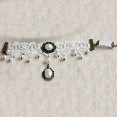  Frauen simuliert White Pearl Lace Armband Ärmelhalter Ärmel Armband Armband - Bild 1 von 4