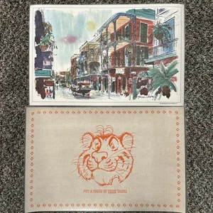 2 manteles Exxon Tiger vintage de plástico de doble cara French Quarter, Nueva Orleans - Imagen 1 de 5