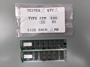 (2) QC 16MB EDO SIMMs, 72-pin RAM Memory Sticks (32MB Total) 90000-10144-026 - Picture 1 of 3