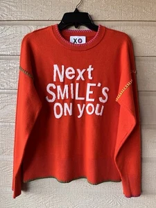 Kerri Rosenthal womens NEXT SMILE'S ON YOU Sweater Medium Orange Knit Pullover - Picture 1 of 5