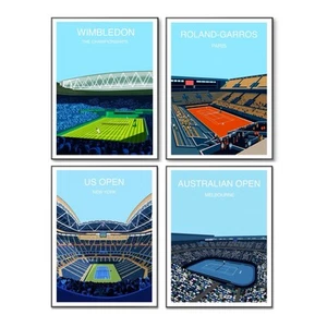 Pósters de Grand Slam de tenis, Wimbledon, US Open, Roland-Garros, Abierto de Australia - Imagen 1 de 4