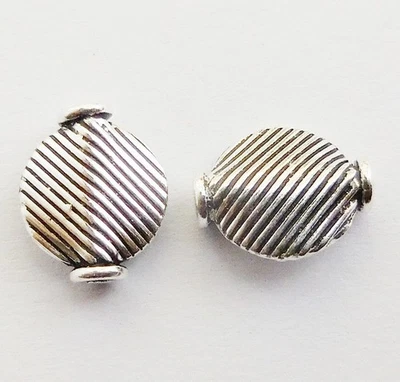 20 PIEZAS CUENTAS MONEDA 12X10X4MM CON RAYAS PLATA OXIDADA 981 UFL-862 Foto 1 de 3