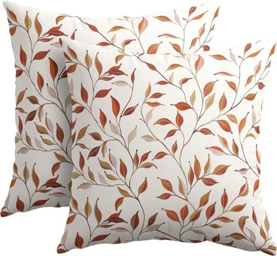 Juego de 2 fundas de almohada hojas de otoño de 18x18 pulgadas colores arce hoja y rama Foto 1 de 4