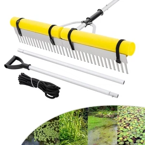 Floating Weed Lake Rake Pond Weed Cutter w/ Foam Floats, Rope & Extended Handle - Picture 1 of 11