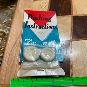 White Cloth Button Pair  - Picture 1 of 4