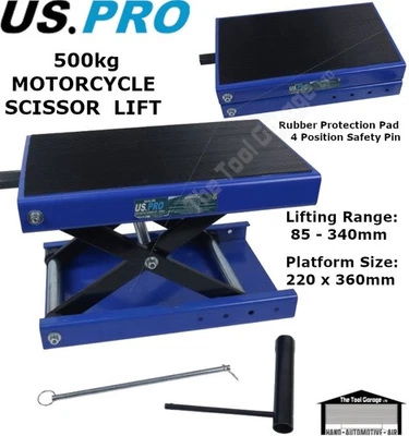 US PRO Tools Motorcycle Motorbike Scissor Lift Stand ATV 500kgs NEW 6942 - Image 1 of 3
