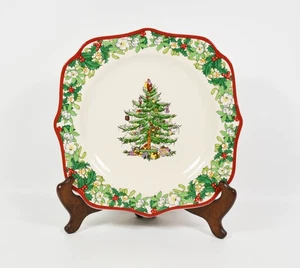 Nuevo en caja Spode árbol de Navidad 70 aniversario 1938-2008 borde 9" elegante placa cuadrada - Imagen 1 de 3