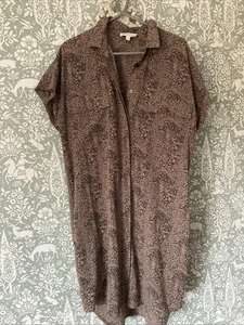 Apricot Taupe And Black Leopard Print Shirt Dress Size 10 - Picture 1 of 7
