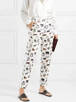 VICTORIA VICTORIA BECKHAM PRINTED TWILL PANTS UK 12 US SIZE 8 $520 MSRP - Image 1 of 4