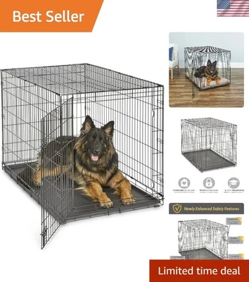 Versatile 48-Inch Folding Dog Crate with Enhanced Safety Features for XL Breeds - Image 1 of 4