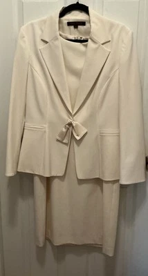 Женские ANNE KLEIN кремовый/белый платье костюм размер 12 куртка и платье - Изображение 1 из 4