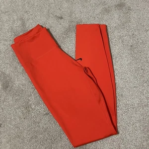 Nike Logo Women's Vibrant Red Athletic Yoga Running Athleisure Leggings Size XS - Picture 1 of 4