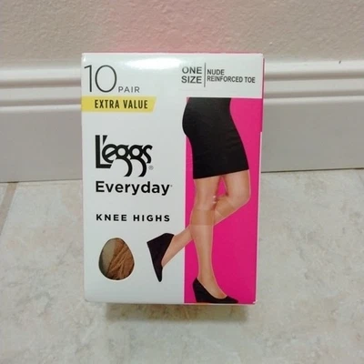 Hasta la rodilla L'eggs Everyday talla única punta reforzada DESNUDA 9 pares 43592 Foto 1 de 3