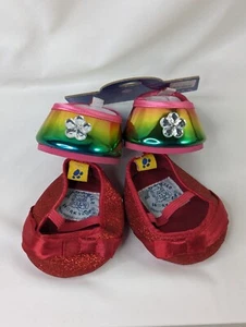 Build A Bear Rainbow Flat Red Slippers Shoes Lot - Imagen 1 de 8